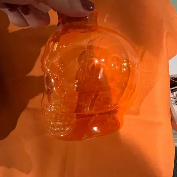 6/$25 Mystic Gray & Orange Plastic Skull with Cork Lid Set - Picture 12 of 15